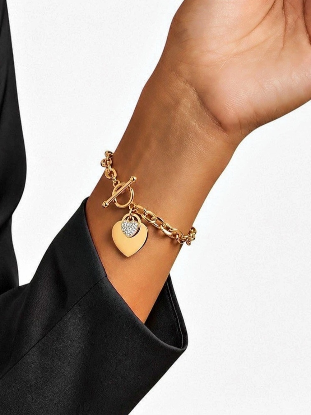 18K Gold-Plated Stainless Steel Double Heart Bracelet